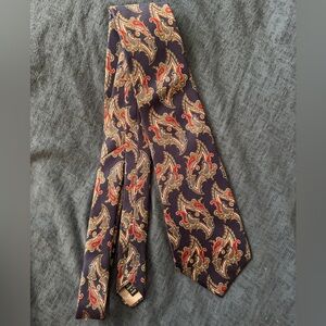 Vintage Dior Paisley Tie in blue with red and tan details